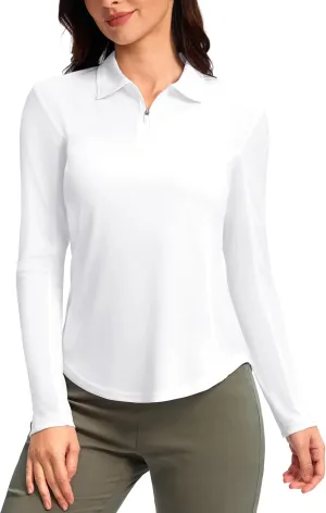 Women's Golf Shirts Lightweight UPF 50  Long Sleeve Shirts UV Protection Quick Dry Cool Polo Shirts for Women Work Outdoor