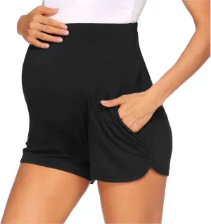 Women's Maternity Shorts Lounge Pregnancy Workout Comfy Stretchy Pajama Shorts with Pockets