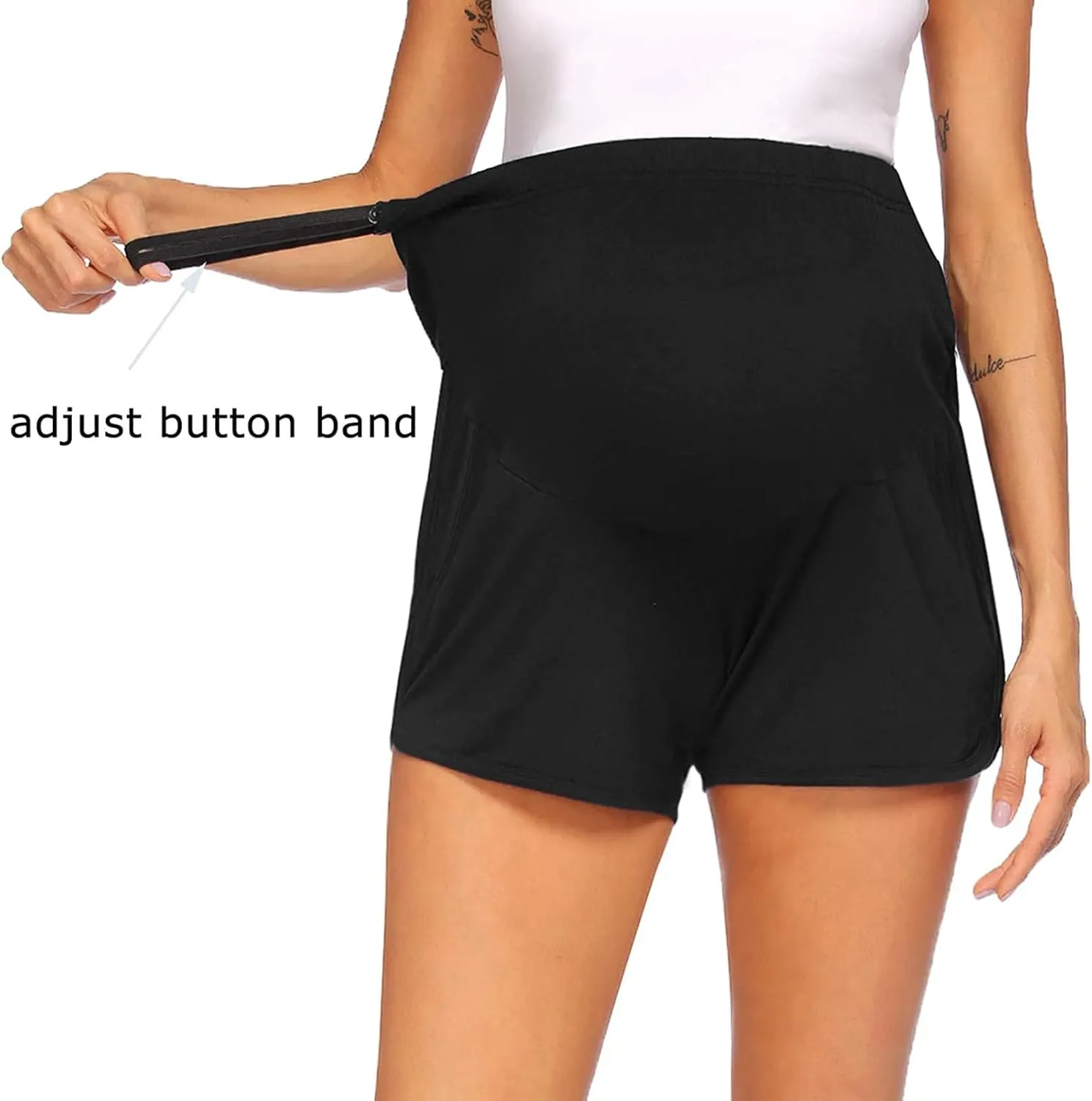 Women's Maternity Shorts Lounge Pregnancy Workout Comfy Stretchy Pajama Shorts with Pockets