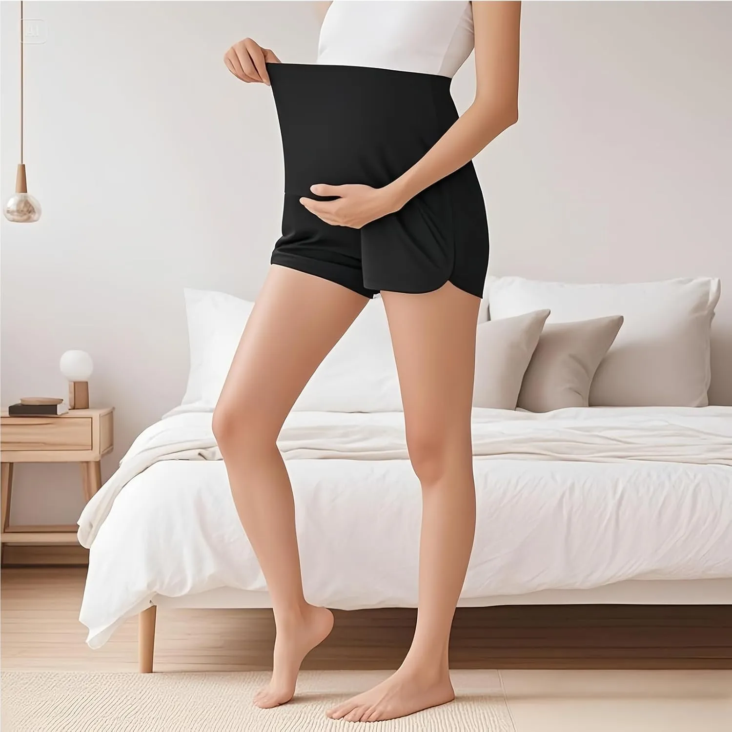 Women's Maternity Shorts Lounge Pregnancy Workout Comfy Stretchy Pajama Shorts with Pockets