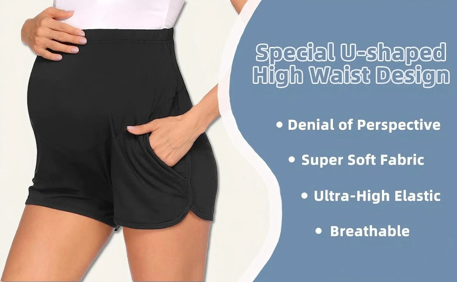 Women's Maternity Shorts Lounge Pregnancy Workout Comfy Stretchy Pajama Shorts with Pockets