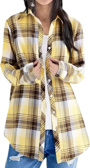 Women's Open Front Long Sleeve Cardigan Draped Snap Buffalo Plaid Kimono Cardigan Fall 2025 Checkered Knit Sweater