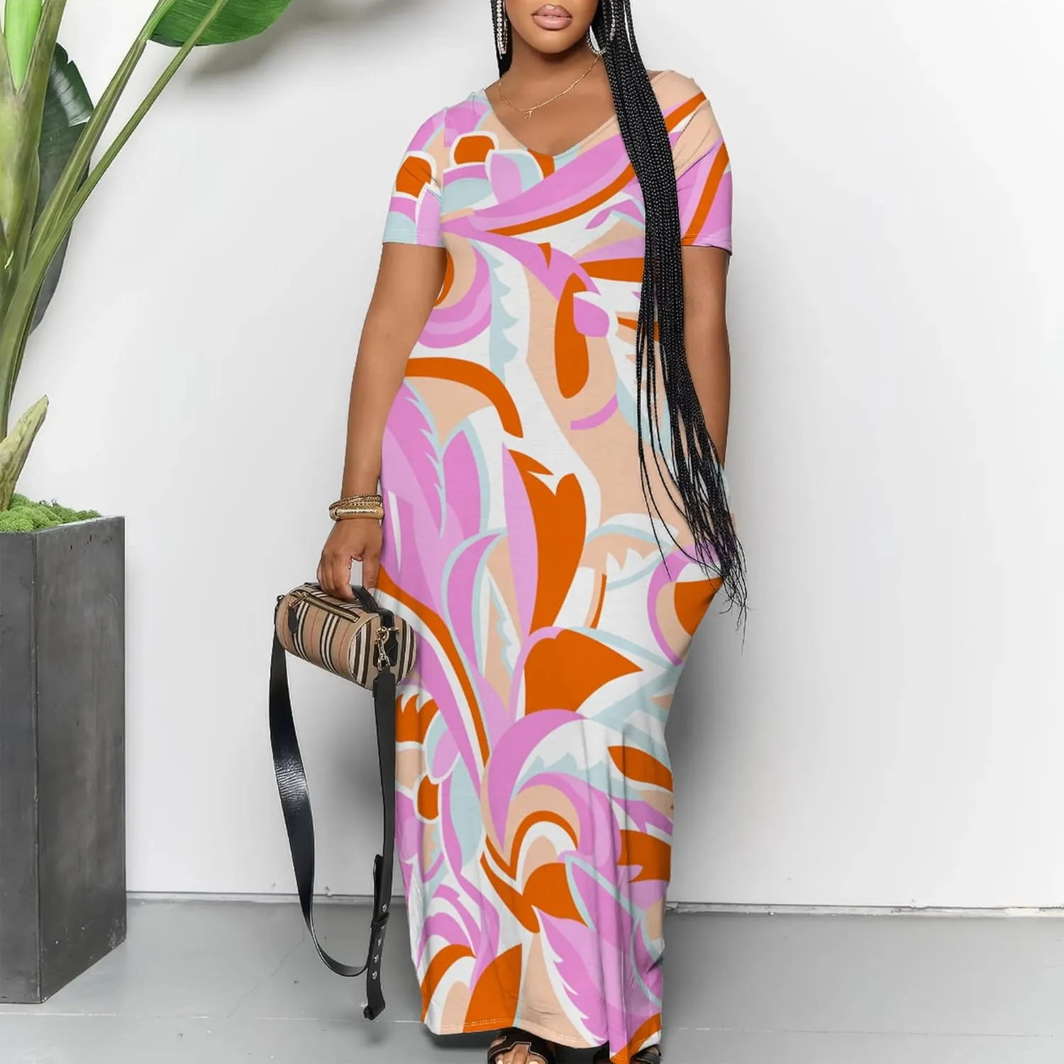 Women's Plus Size Summer Dresses Print Maxi Dresses Flowy Sundresses