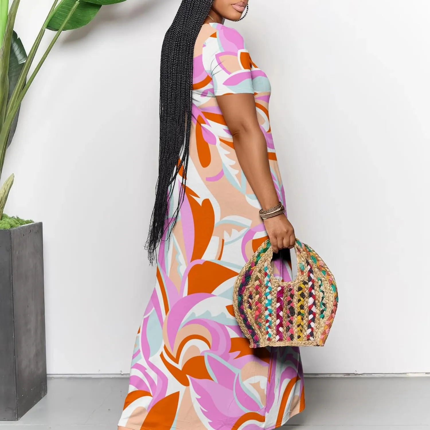 Women's Plus Size Summer Dresses Print Maxi Dresses Flowy Sundresses