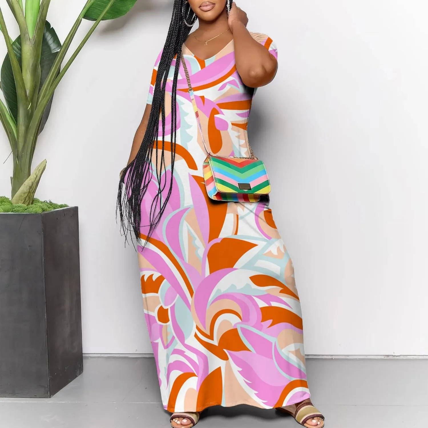 Women's Plus Size Summer Dresses Print Maxi Dresses Flowy Sundresses
