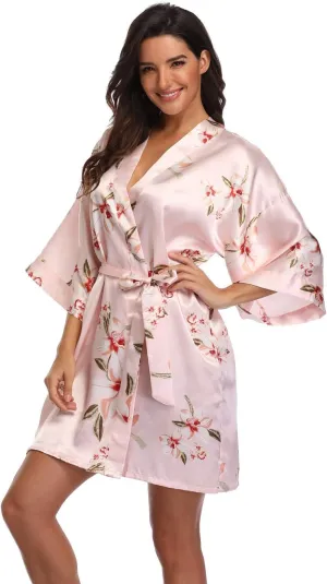 Women's Pure Short Silky Robes Bridesmaid Bride Party Satin Robes Sleepwear
