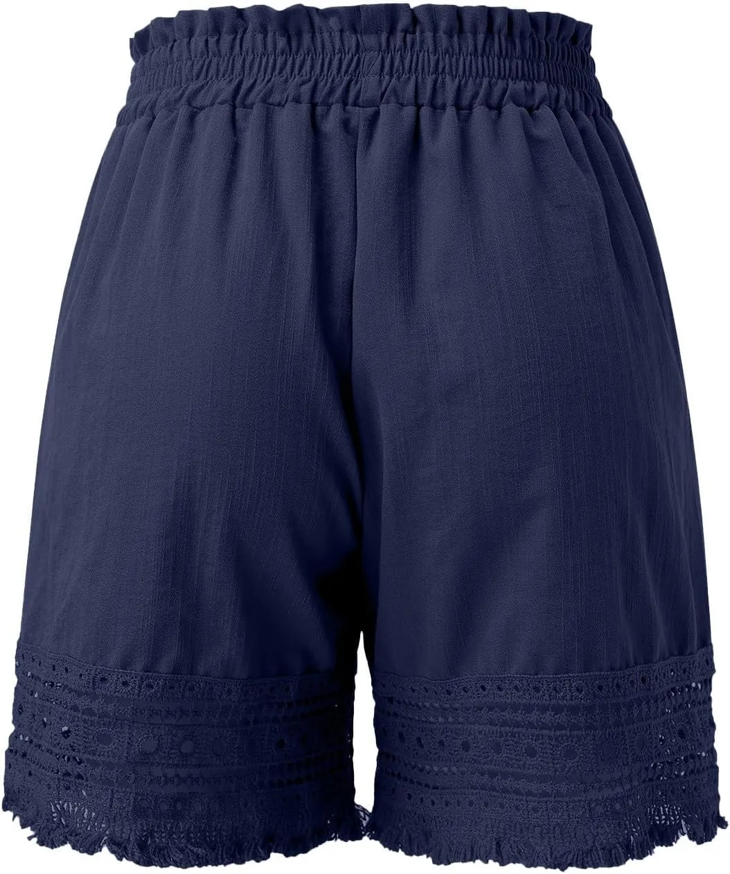 Women's Shorts Drawstring High Waist Cotton Shorts Pull on Hiking Cargo Shorts Cotton Wide Leg Pants Ropa Deportiva
