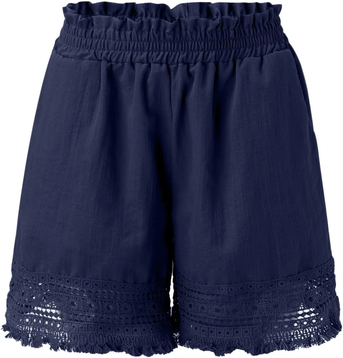 Women's Shorts Drawstring High Waist Cotton Shorts Pull on Hiking Cargo Shorts Cotton Wide Leg Pants Ropa Deportiva