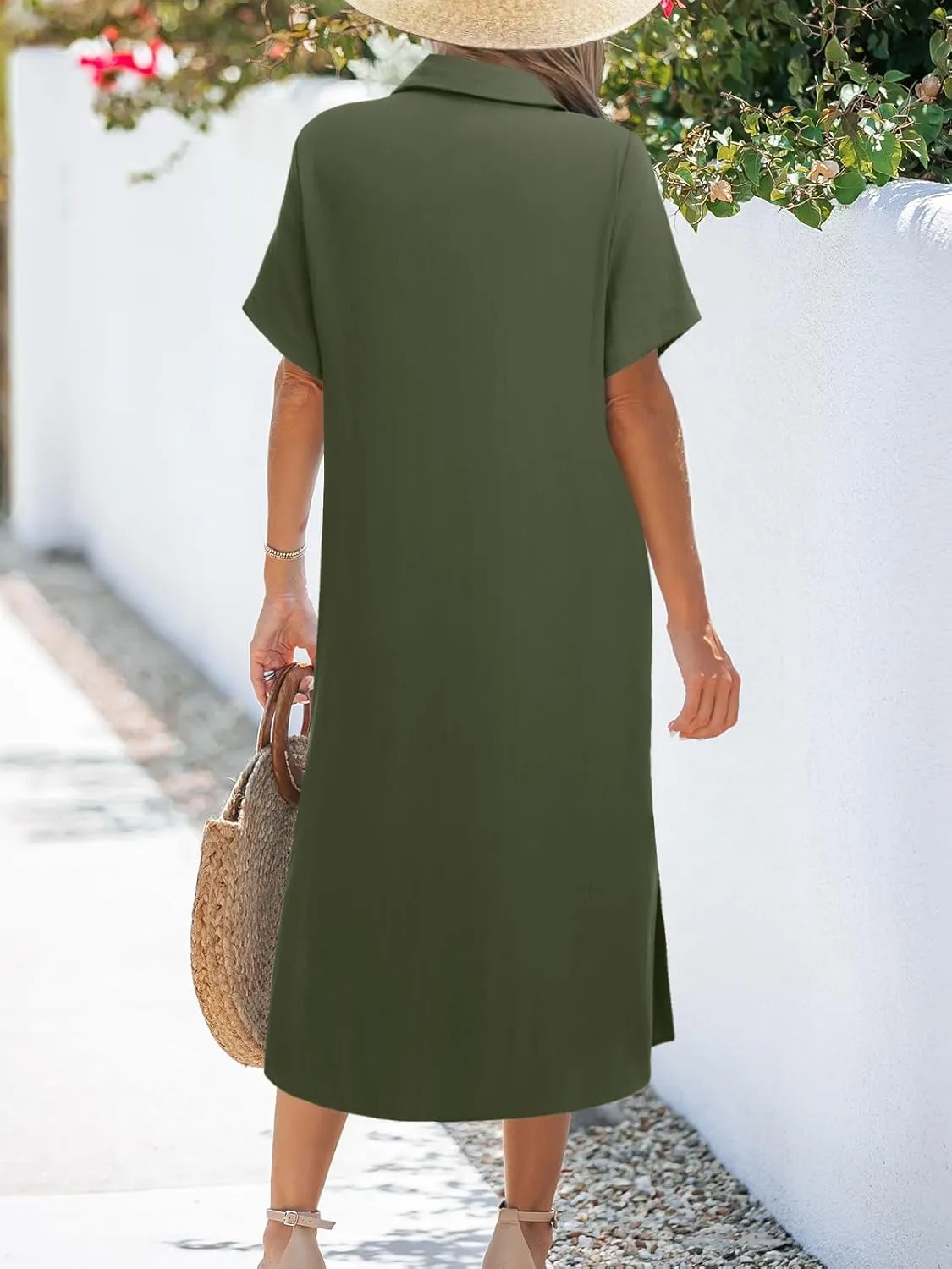 Zeagoo Womens Dress Summer Casual Short Sleeve Button Down Shirt Dresses Beach Cover Up with Pockets