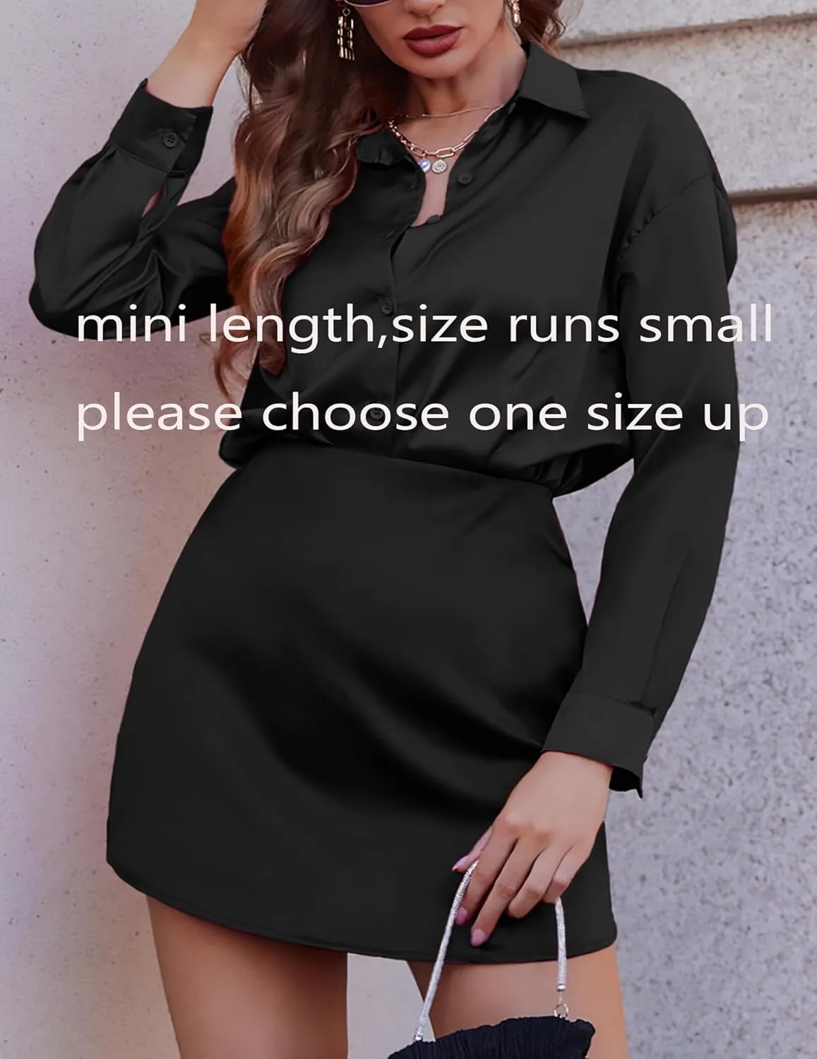 Zeagoo Womens Summer Mini Skirts Elastic High Waisted Stain A-Line Zipper Party Skirt 2025